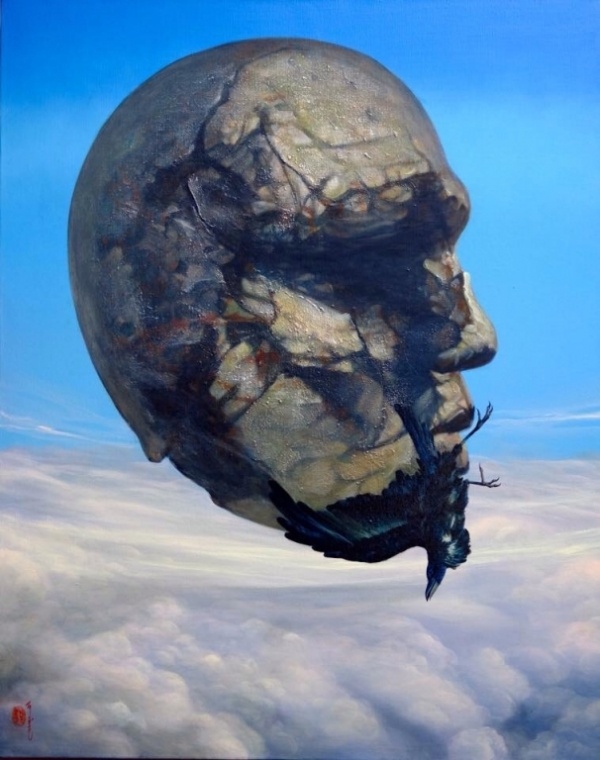 Nguyễn Ngọc Quân. Cái đầu của nhà thơ. Acrylic, 100cmx80cm, 2017, 
