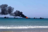 Tàu bốc cháy dữ dội trên biển, thiệt hại khoảng 500 triệu đồng