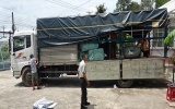 Long An: Phát hiện 4 xe tải vận chuyển gần 50 tấn hàng gia dụng nhập lậu