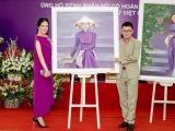 Hai bức tranh vẽ hoa hậu Đinh Hiền Anh xuất hiện tại triển lãm được đấu giá 160 triệu