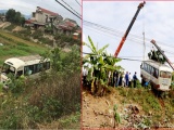 Yên Bái: Xe khách mất lái lao xuống ruộng, 7 người bị thương