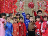 Các bé Trường Mầm non Vườn tài năng xúng xính áo dài tham gia Hội chợ Tết 