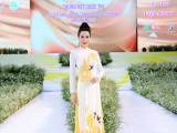 Trịnh Kim Chi duyên dáng diện áo dài bông lúa và trống đồng Việt Nam