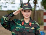 Cởi bỏ những bộ đầm lộng lẫy, Hoa hậu Phương Khánh “đốn tim” trong bộ trang phục chiến sĩ