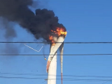 Cháy turbin trụ điện gió của Nhà máy phong điện Bình Thạnh