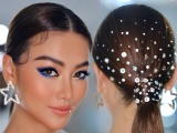 Hoa hậu Phương Khánh toả sáng khi đính hàng trăm viên pha lê trên tóc