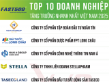 Top 10 doanh nghiệp tăng trưởng nhanh nhất Việt Nam năm 2025