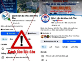 Xuất hiện fanpage giả mạo Bệnh viện Đa khoa tỉnh Phú Thọ để kêu gọi từ thiện