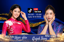 Hoa hậu Ngọc Hân livestream quảng bá mỹ phẩm, nông sản Việt tại “Sức sống hàng Việt”