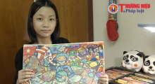 Cô bé 11 tuổi đam mê hội họa - Vẽ tranh cổ động phòng chống dịch Covid-19