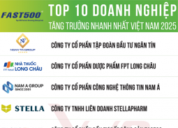 Top 10 doanh nghiệp tăng trưởng nhanh nhất Việt Nam năm 2025