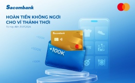 Chủ thẻ thanh toán Sacombank Mastercard nhận hoàn tiền khi chi tiêu trực tuyến