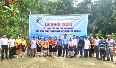 Nghệ An: Khởi công xây dựng cầu dân sinh cho đồng bào dân tộc thiểu số ở Khe Thoong