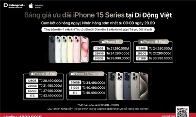 Di Động Việt tiếp tục nhận đặt hàng iPhone 15 series 