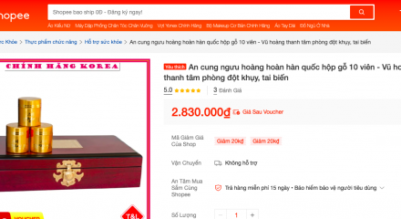 Bộ Y tế yêu cầu Shopee gỡ bỏ sản phẩm An cung ngưu hoàng hoàn nếu vi phạm