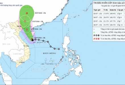 Bão số 1 Maysak tăng tốc hướng vào Vịnh Bắc Bộ, miền Bắc mưa rất to