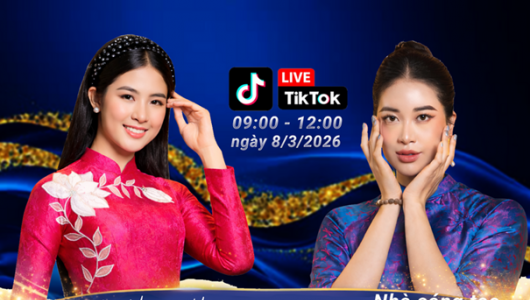 Hoa hậu Ngọc Hân livestream quảng bá mỹ phẩm, nông sản Việt tại “Sức sống hàng Việt”