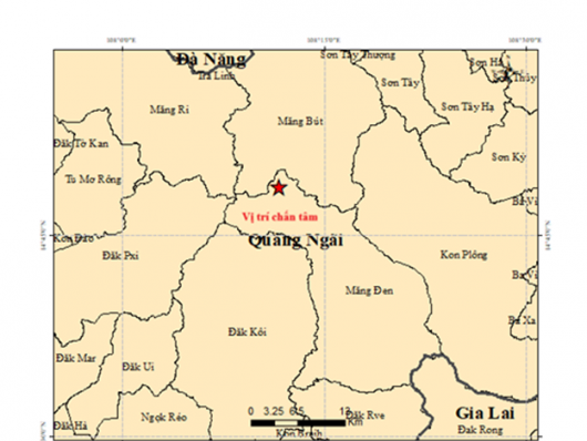 Quảng Ngãi hứng 5 trận động đất liên tiếp vào sáng mùng 7 Tết